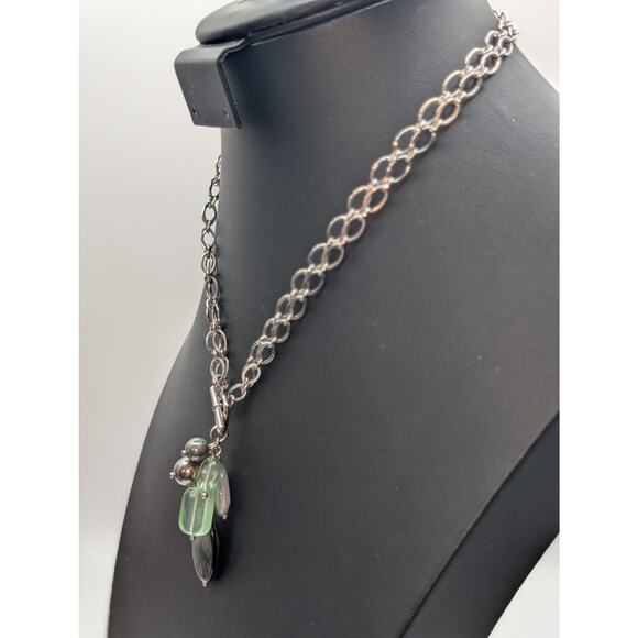 Lia Sophia Toggle Front Double Strand Silver Tone 'Pistachio' Cluster Necklace - Picture 2 of 5